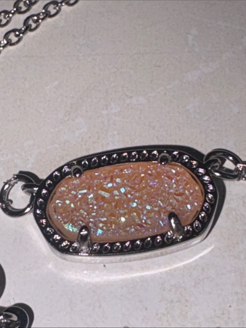 Kendra Scott Silver-Tone Iridescent Pink Druzy Pendant Necklace - Picture 4 of 5